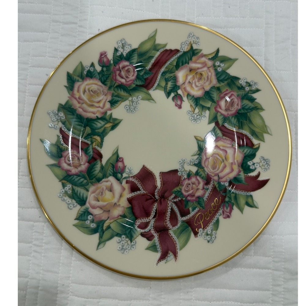 Vintage Lenox Peace Sentiments Of‎ Roses Fine China Plate 1996 Gold Rim